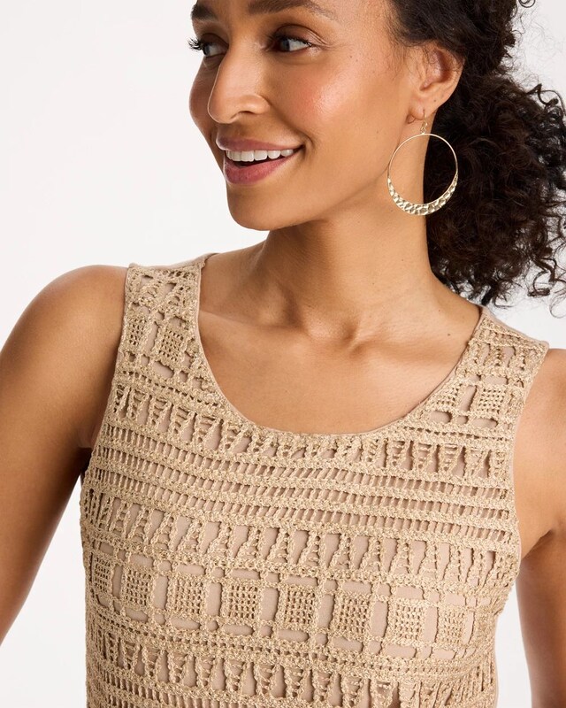 Travelers Metallic Crochet Sweater Tank - image 4